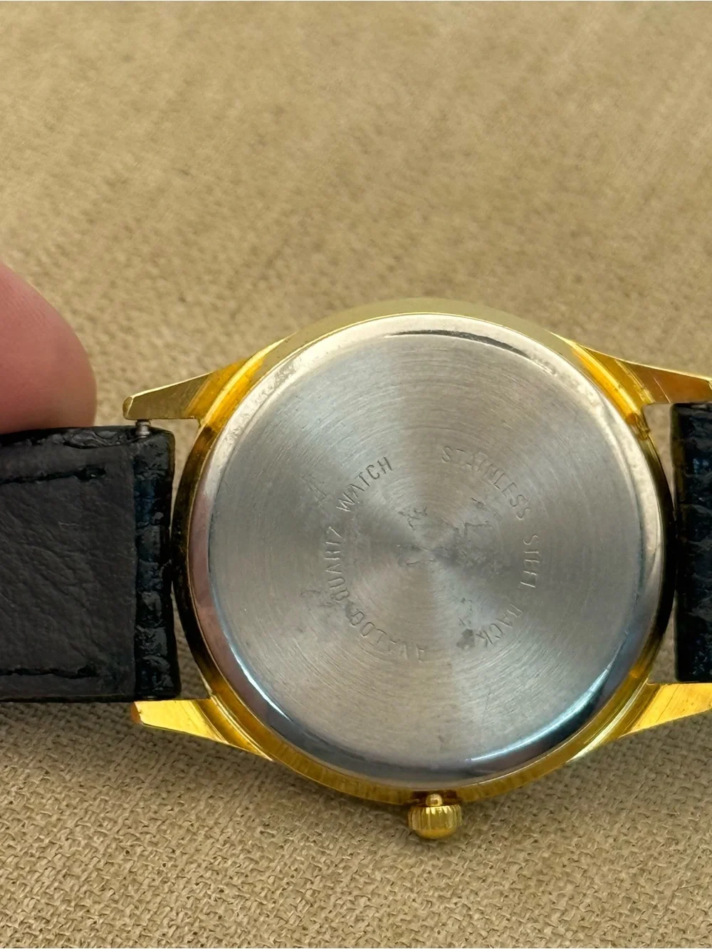 Navarre Gold Case Black Strap Blue Dial Diamond Quartz Watch